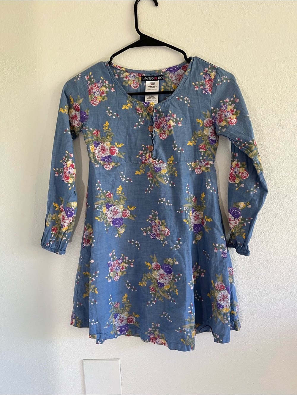 Limited Too Blue Floral Button-Front A-Line Dress